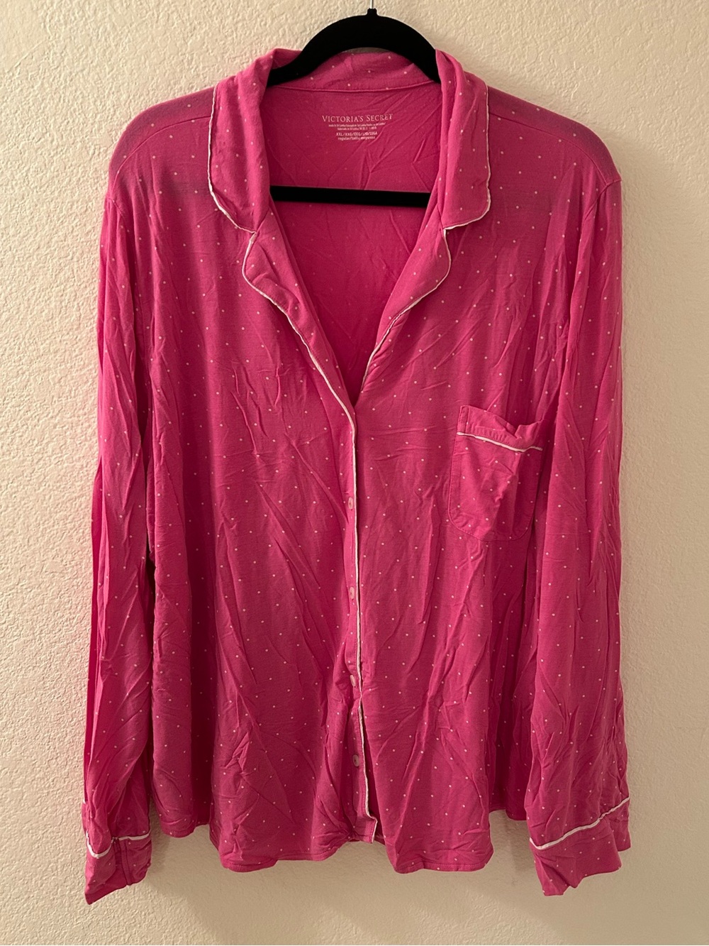 Victoria's Secret Hot Pink Polka Dot Pajama Set